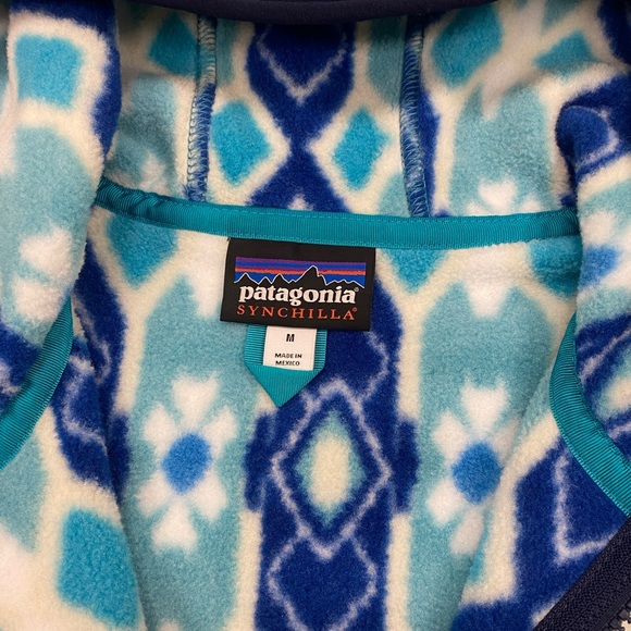 PATAGONIA Synchilla Med Full Zip Fleece Hooded Jacket Aztec Tribal RARE EUC - Picture 7 of 11